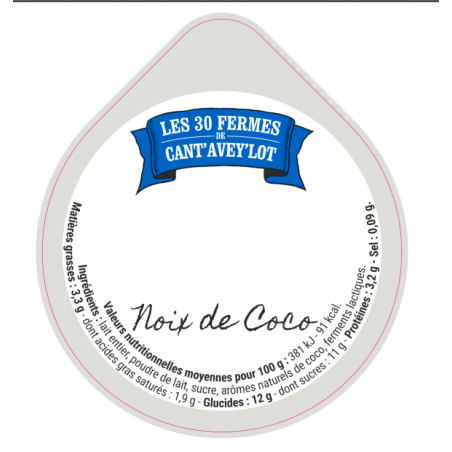 Opercule CANT'AVEY'LOT' 68.3 ALU Bi-couche Noix Coco V3 6cl