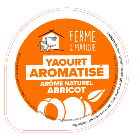 Opercule FERME DE LA MARQUE 68.3 ALU Arom. Abricot PP/PS gr.Verm Lang.