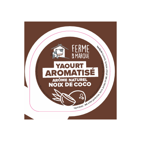 Opercule FERME DE LA MARQUE 68.3 ALU Arom. Noix de Coco PP/PS gr.Verm