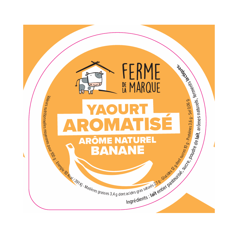 Opercule FERME DE LA MARQUE 68.3 ALU Arom. Banane PP/PS gr.Verm Lang.