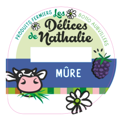 Opercule DELICES DE NATHALIE 68.3 ALU Mure sc.PP/PS/PET gr.Verm. Lang.