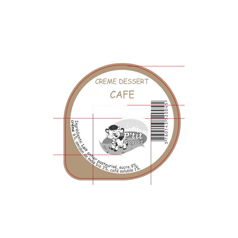 Operc. BAGUET 68.3 Crème dessert Café 3cl Grain. Verm.