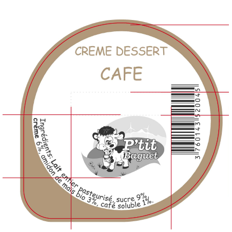 Operc. BAGUET 68.3 Crème dessert Café 3cl Grain. Verm.