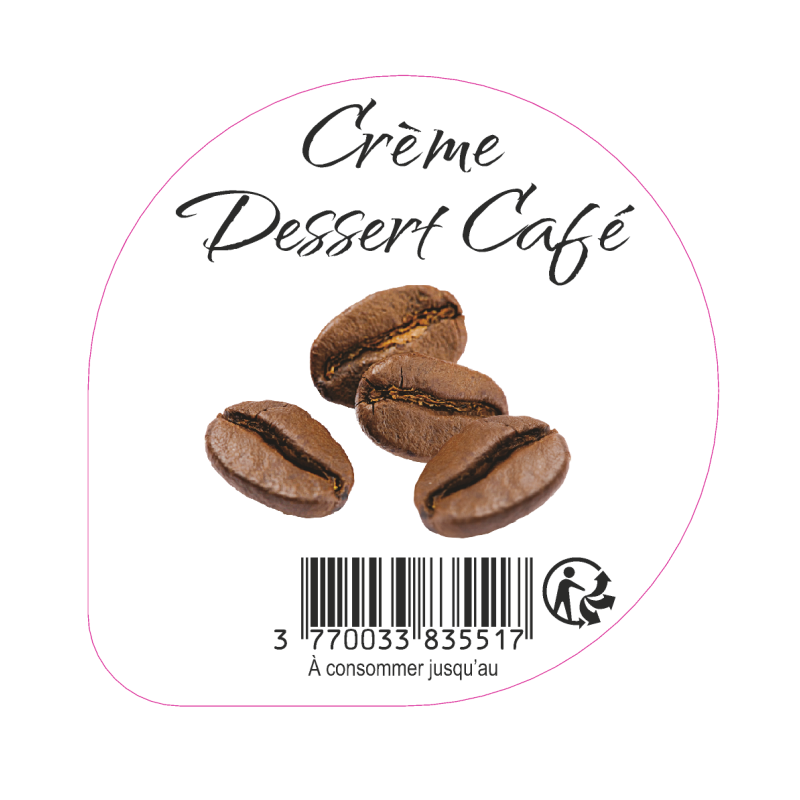 Opercule EARL GUERET 68.3 ALU Dessert Café 5cl scel PP/PS/PET gr.Verm