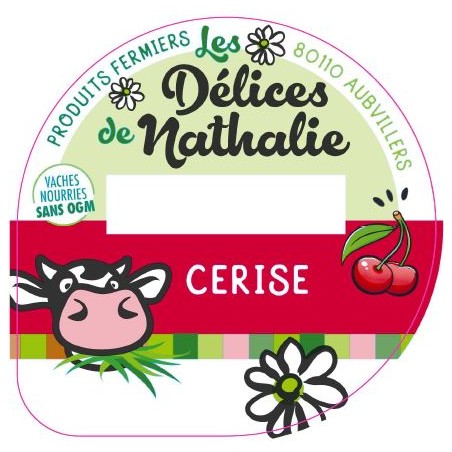 Opercule DELICES DE NATHALIE 68.3 ALU Cerise sc.PP/PS/PET 5 cl gr.Verm