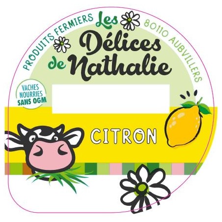 Opercule DELICES DE NATHALIE 68.3 ALU Citron sc.PP/PS/PET 5 cl gr.Verm