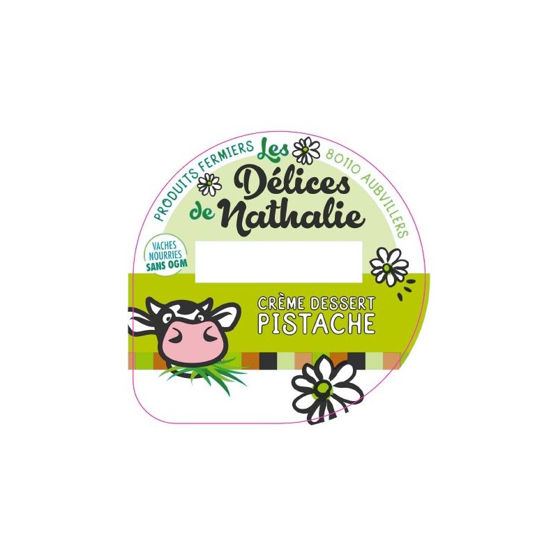 Opercule DELICES DE NATHALIE 68.3 ALU Crème Dessert Pistache sc.PP/PS