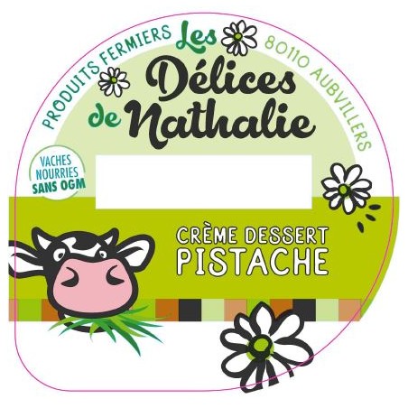 Opercule DELICES DE NATHALIE 68.3 ALU Crème Dessert Pistache sc.PP/PS