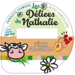 Opercule DELICES DE NATHALIE 68.3 ALU Pêche Groseille sc.PP/PS/PET 5c