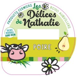 Opercule DELICES DE NATHALIE 68.3 ALU Poire sc.PP/PS/PET 5 cl gr.Verm