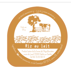 Opercule FERME DE AIGUILLONIERE 68.3 ALU Riz au lait sc.PP/PS/PET gr.V