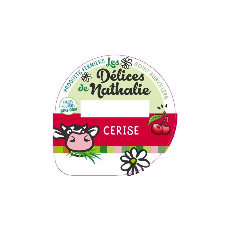 Opercule DELICES DE NATHALIE 68.3 ALU Cerise sc.PP/PS/PET 5 cl gr.Verm