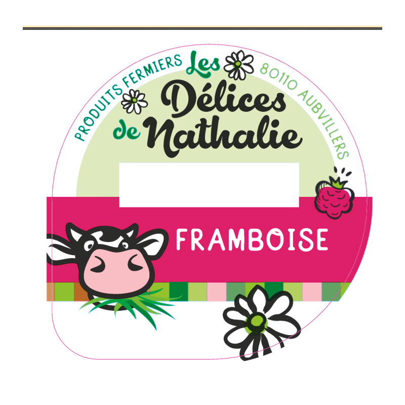 Opercule DELICES DE NATHALIE 68.3 ALU Framboise sc.PP/PS/PET 5 cl gr.V