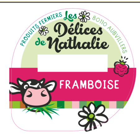 Opercule DELICES DE NATHALIE 68.3 ALU Framboise sc.PP/PS/PET 5 cl gr.V
