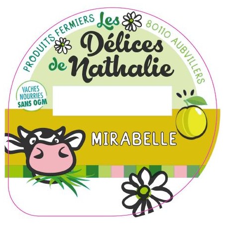 Opercule DELICES DE NATHALIE 68.3 ALU Mirabelle sc.PP/PS/PET 5 cl gr.V