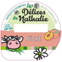 Opercule DELICES DE NATHALIE 68.3 ALU Pêche sc.PP/PS/PET 5 cl gr.Verm