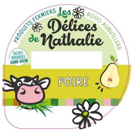 Opercule DELICES DE NATHALIE 68.3 ALU Poire sc.PP/PS/PET 5 cl gr.Verm
