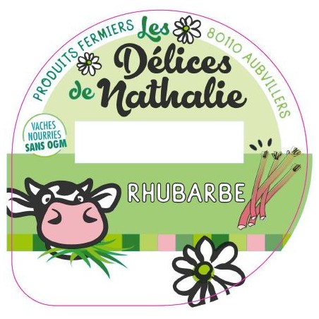Opercule DELICES DE NATHALIE 68.3 ALU Rhubarbe sc.PP/PS/PET 5 cl gr.Ve
