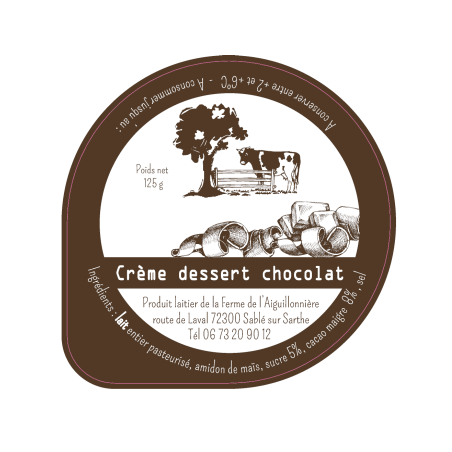 Opercule FERME DE AIGUILLONIERE 68.3 ALU Crème Chocolat sc.PP/PS/PET