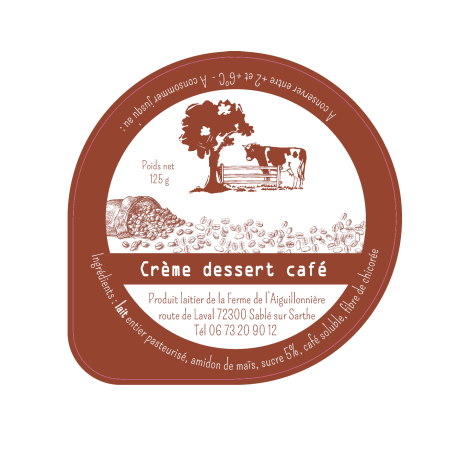 Opercule FERME DE AIGUILLONIERE 68.3 ALU Crème Café t sc.PP/PS/PET g