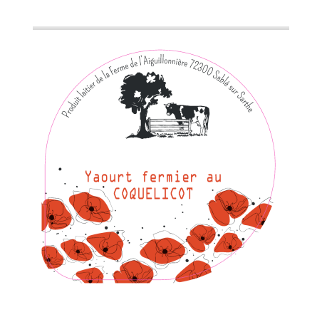 Opercule FERME DE AIGUILLONIERE 68.3 ALU Coquelicot 3cl sc.PP/PS/PET g