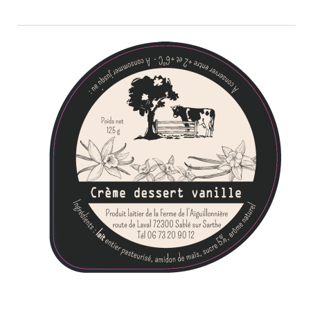 Opercule FERME DE AIGUILLONIERE 68.3 ALU Crème Vanille 3cl sc.PP/PS/P