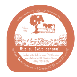 Opercule FERME DE AIGUILLONIERE 68.3 ALU Riz au lait Caramel sc.PP gr.