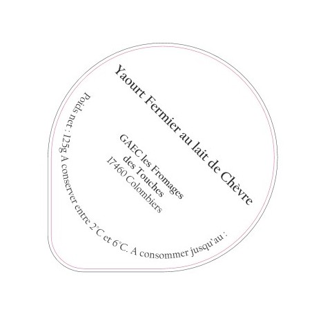 Opercule FROMAGES DES TOUCHES Yaourt fermier au lait de chèvre 2cl