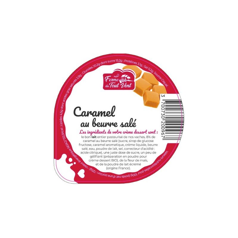 Opercules FERME TOUT VENT 68.3 ALU CrèmeDessert Caramel B.Salé 5cl S