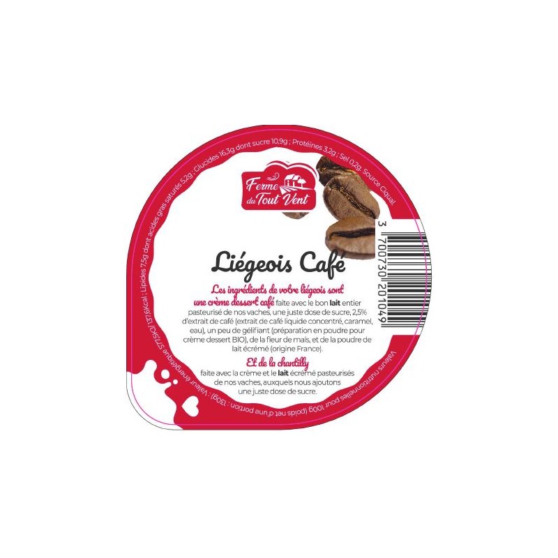 Opercules FERME TOUT VENT 68.3 ALU Crème Dessert liégeois Café 5cl