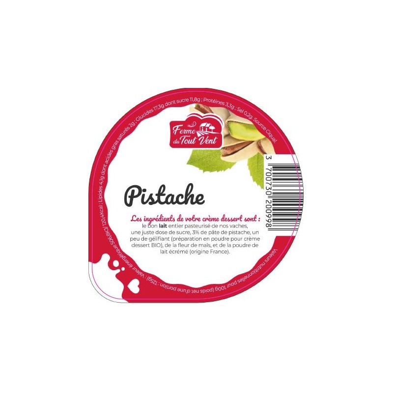 Opercules FERME TOUT VENT 68.3 ALU Crème Dessert Pistache 5cl Scel. P