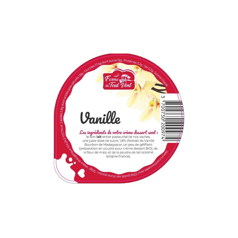 Opercules FERME TOUT VENT 68.3 ALU Crème Dessert Vanille 5cl Scel. PP