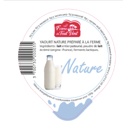 Opercules FERME TOUT VENT 68.3 ALU Yaourt Nature 5cl Scel.PP/PS lang G