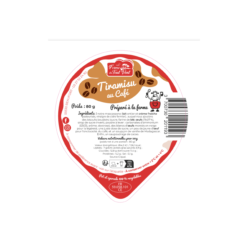 Opercules FERME TOUT VENT 95.5 ALU mousse ChTiramisu Café 4cl Scel. P
