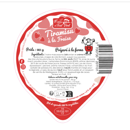 Opercules FERME TOUT VENT 95.5 ALU mousse ChTiramisu Fraise 4cl Scel.