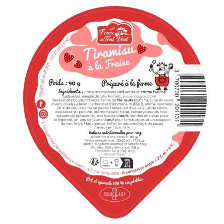 Opercules FERME TOUT VENT 95.5 ALU mousse ChTiramisu Fraise 4cl Scel.