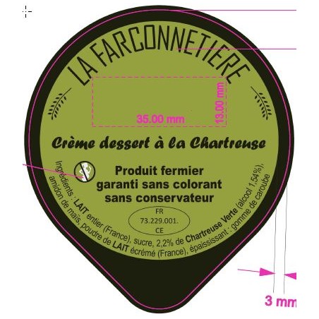 Opercule LA FARCONNETIERE 68.3 ALU Crème dessert Charteuse 2 couleurs
