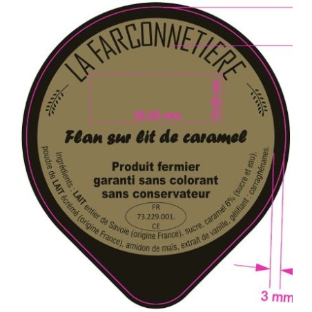 Opercule LA FARCONNETIERE 68.3 ALU Flan sur lit Caramel 2 couleurs V2