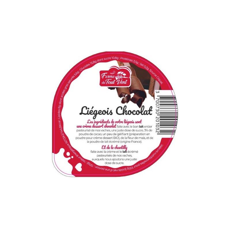 Opercules FERME TOUT VENT 68.3 ALU CrèmeDessert liégeois Chocolat 5c
