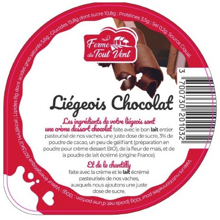Opercules FERME TOUT VENT 68.3 ALU CrèmeDessert liégeois Chocolat 5c