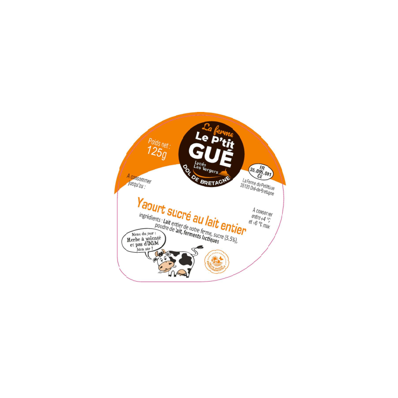 Opercule P'tit Gué 68.3 ALU Yaourt Nature Sucré Nouvelle Version 4 c
