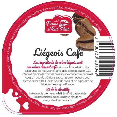 Opercules FERME TOUT VENT 68.3 ALU Crème Dessert liégeois Café 5cl