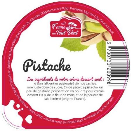Opercules FERME TOUT VENT 68.3 ALU Crème Dessert Pistache 5cl Scel. P