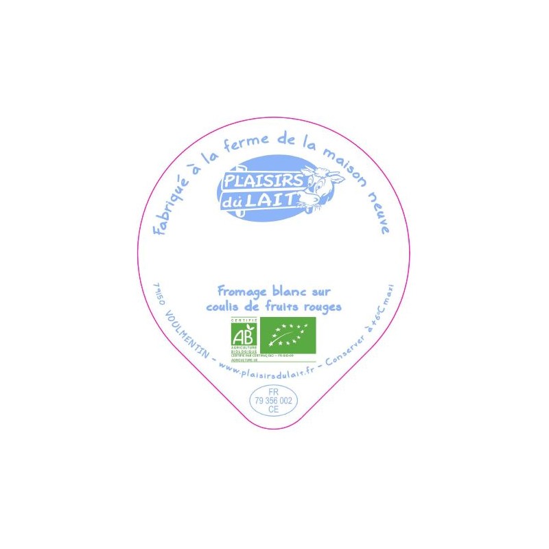 Opercules MAISON NEUVE 68.3 ALU fromage Blanc Fruit Rouge BIO 3cl