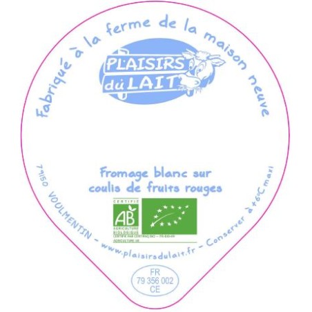 Opercules MAISON NEUVE 68.3 ALU fromage Blanc Fruit Rouge BIO 3cl