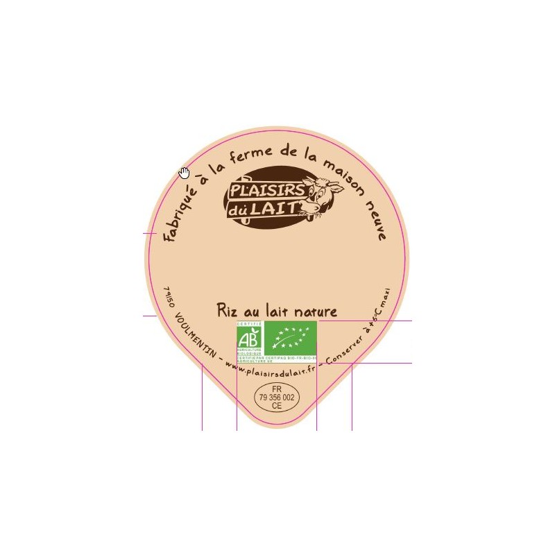 Opercule MAISON NEUVE 68.3 ALU Riz au Lait Nature BIO 4cl