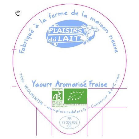 Opercule MAISON NEUVE 68.3 ALU yaourt aromatisé Fraise BIO 3cl