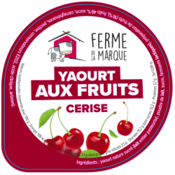 Opercule FERME DE LA MARQUE 68.3 ALU Fr Cerise PP/PS/PET gr.Verm Lang.