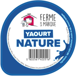 Opercule FERME DE LA MARQUE 68.3 ALU Nature sc.PP/PS/PET gr.Verm Lang.