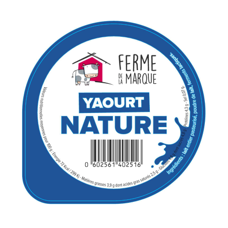 Opercule FERME DE LA MARQUE 68.3 ALU Nature sc.PP/PS/PET gr.Verm Lang.